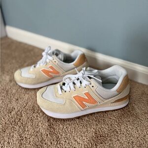New Balance Cream and Orange Sneakers